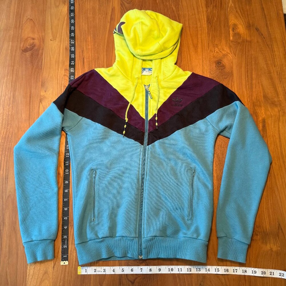adidas Womens Zip Hoodie Colorblock Sweatshirt Medium